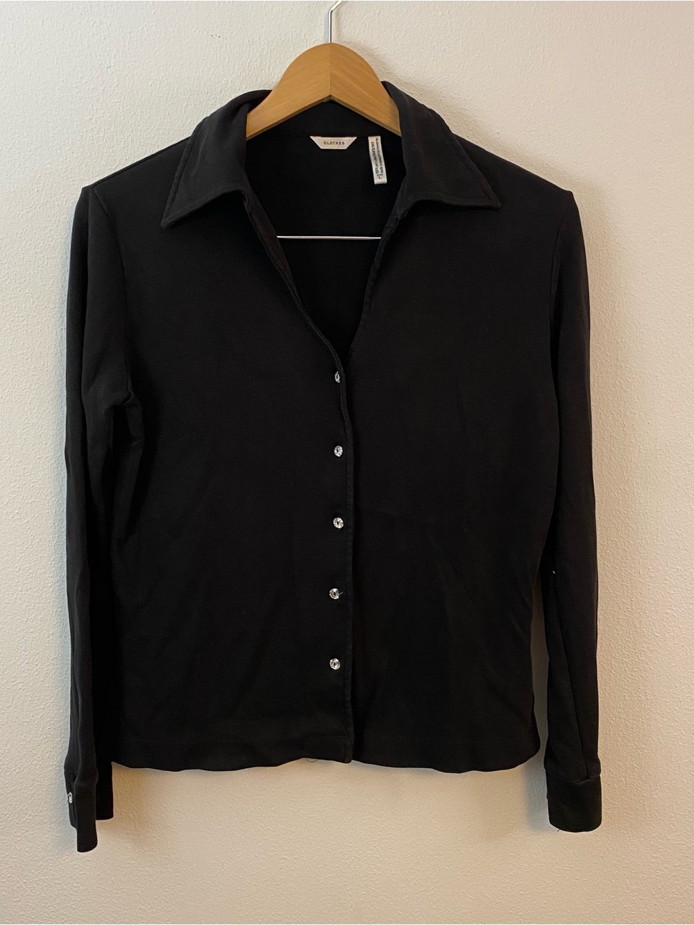 Clothes Pure Cotton Black Button Up Long Sleeve Women’s Large